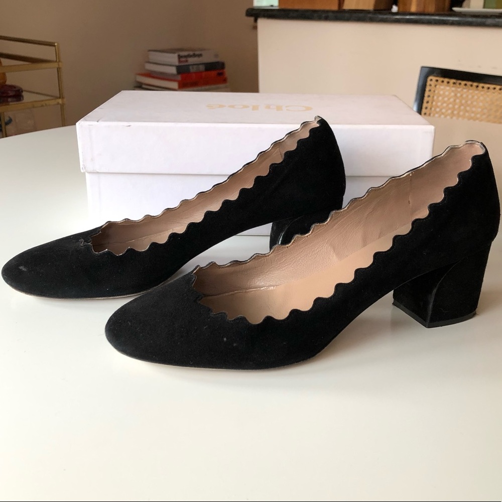 Chloé black suede Lauren pump, size 8